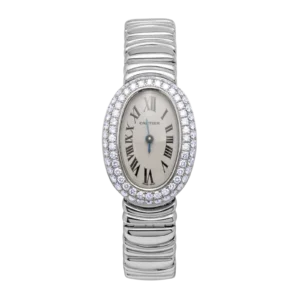 Cartier Baignoire Mini 2369 Factory Diamond Bezel 18mm Watch 18K White Gold