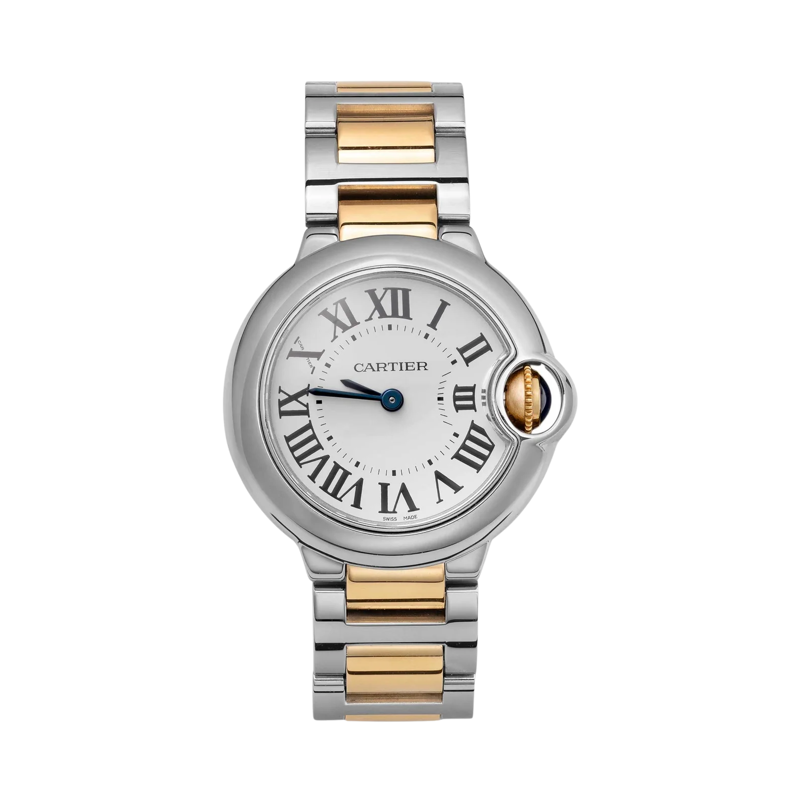 Cartier Ballon Bleu 28mm Roman Dial 18K Yellow Gold & Steel Watch 3009