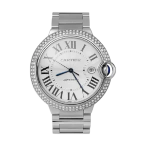 Cartier Ballon Bleu 42mm Diamond Bezel Silver Roman Dial WSBB0049 Watch