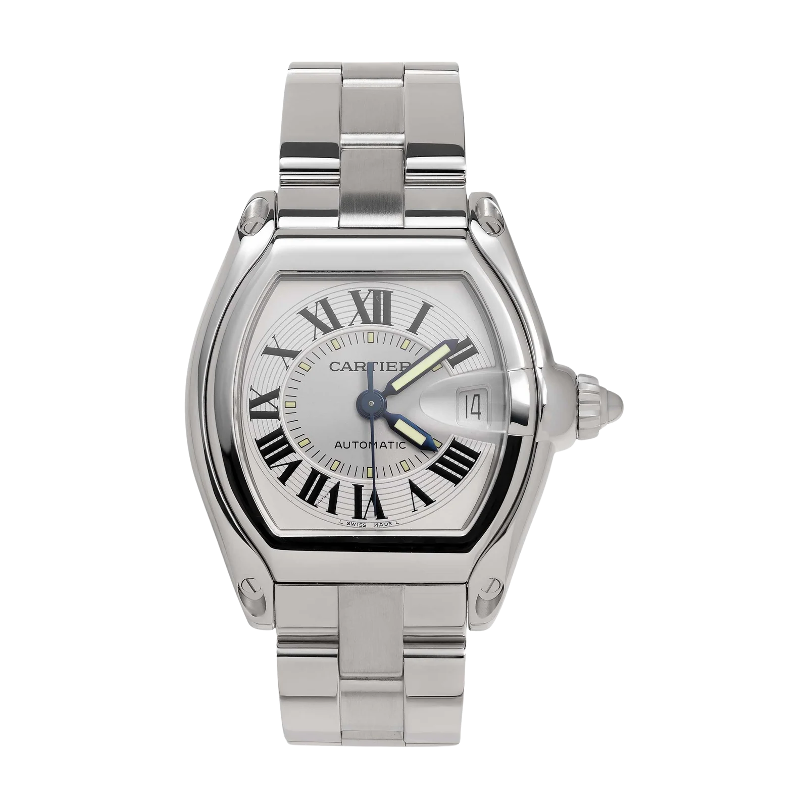 Cartier Roadster 37mm Roman Dial Watch Stainless Steel 2510