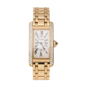 Cartier Tank Américaine Medium Diamond Bezel 18K Yellow Gold Watch 1710