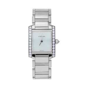 Cartier Tank Française 20mm 18K White Gold Watch Blue Cadran Double C Motif Dial