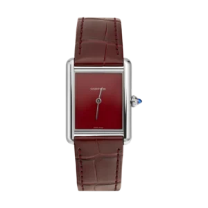 Cartier Tank Must Large Burgundy Dial Watch Stainless Steel