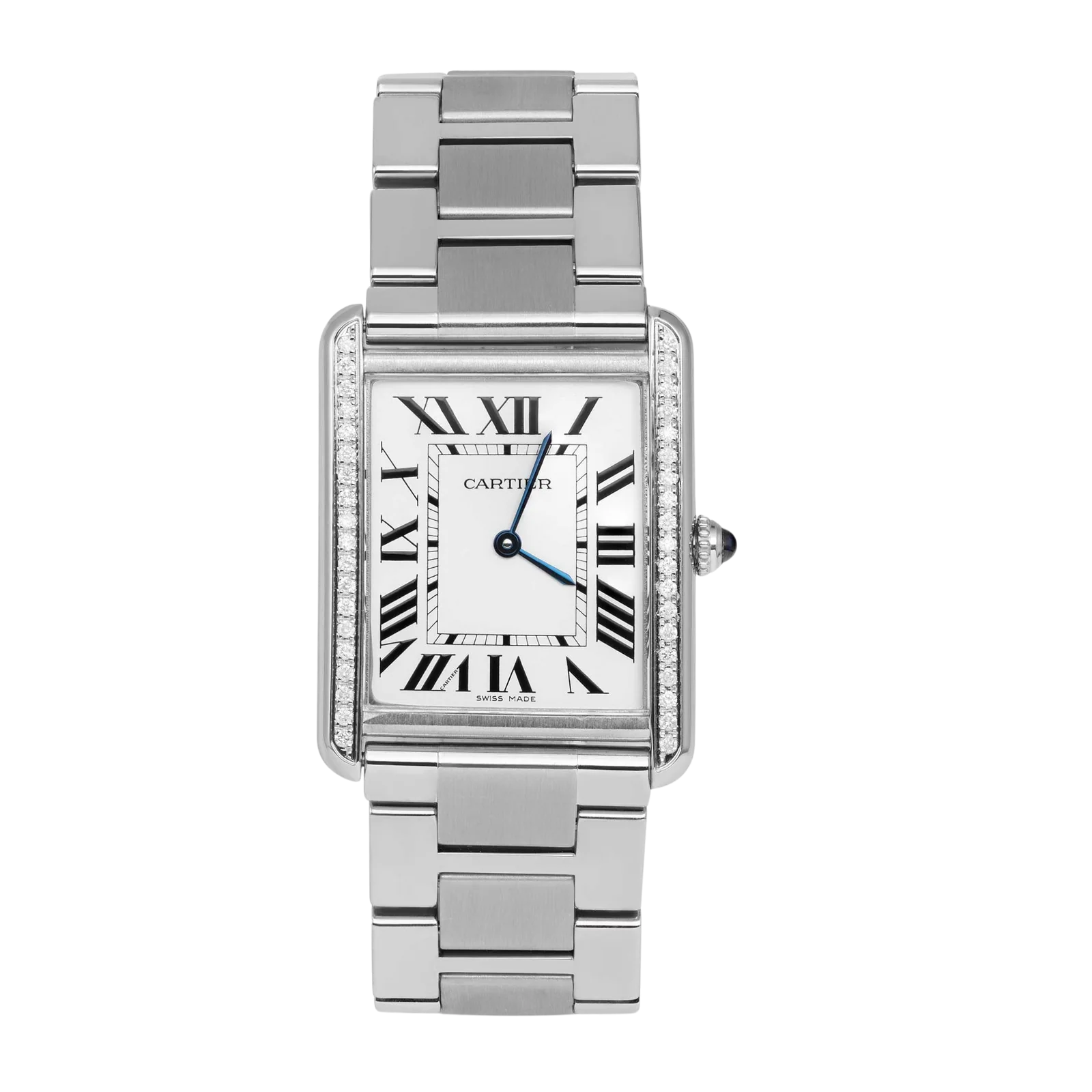 Cartier Tank Solo 27mm Diamond Bezel Roman Dial Watch 3169