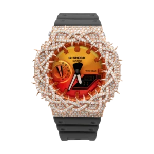 G-Shock GA2100FL-8A Bold Orange Dial Rose Diamond Thorn Watch | 7.50ct