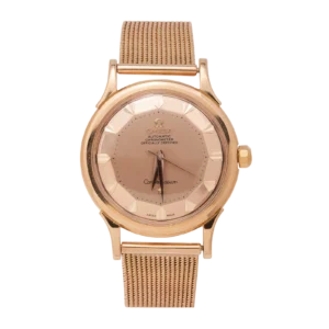 Omega Constellation Vintage 34mm 18K Rose Gold Watch Pie-Pan Champagne Dial