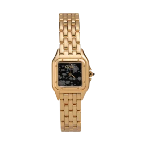 Panthere de Cartier Small 22mm Watch 18K Yellow Gold Snowflake Obsidian Stone Dial