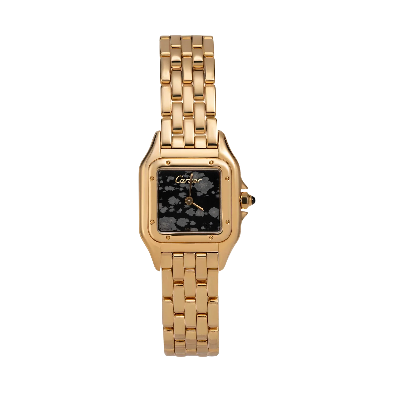 Panthere de Cartier Small 22mm Watch 18K Yellow Gold Snowflake Obsidian Stone Dial