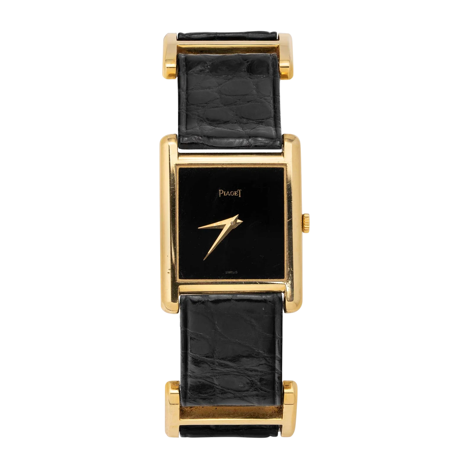 Piaget Tank 90802 D Vintage 18K Gold Watch Onyx Dial
