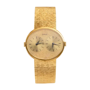 Piaget Vintage 612501 A 6 18K Gold Dual Time Oval Watch