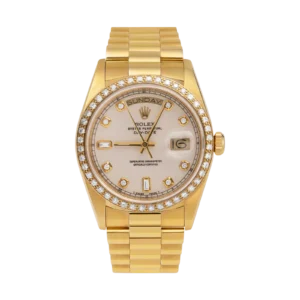 Presidential Rolex 36mm Day-Date 18038 Watch White Baguette Dial 18K Yellow Gold | 1.20ct