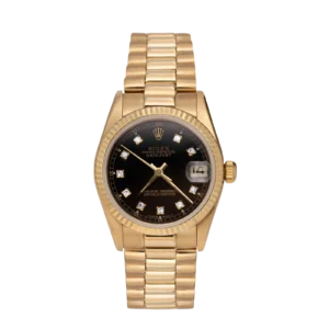 Presidential Rolex Datejust 68278 Fluted Bezel Watch 31mm Black Diamond Dial