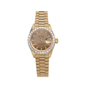 Presidential Rolex Datejust 69178 18K Gold Watch 26mm Houndstooth Diamond Dial | 1.30ct