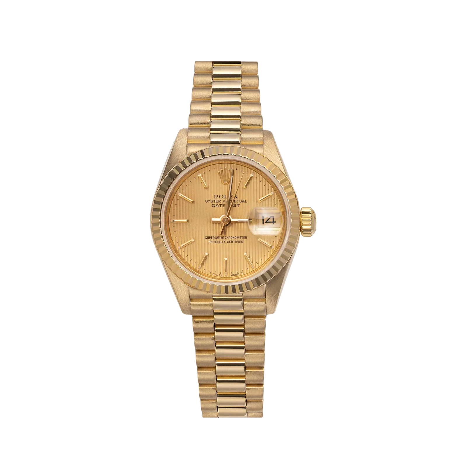 Presidential Rolex Datejust 69178 Fluted Bezel Watch 26mm Champagne Tapestry Dial