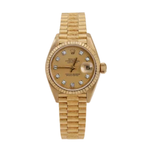 Presidential Rolex Datejust 69178 Watch 26mm Bark Finish Champagne Diamond Dial
