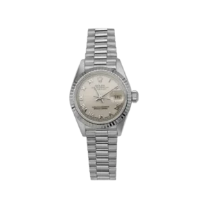 Presidential Rolex Datejust 69179 Fluted Bezel 18K White Gold Watch 26mm Roman Dial