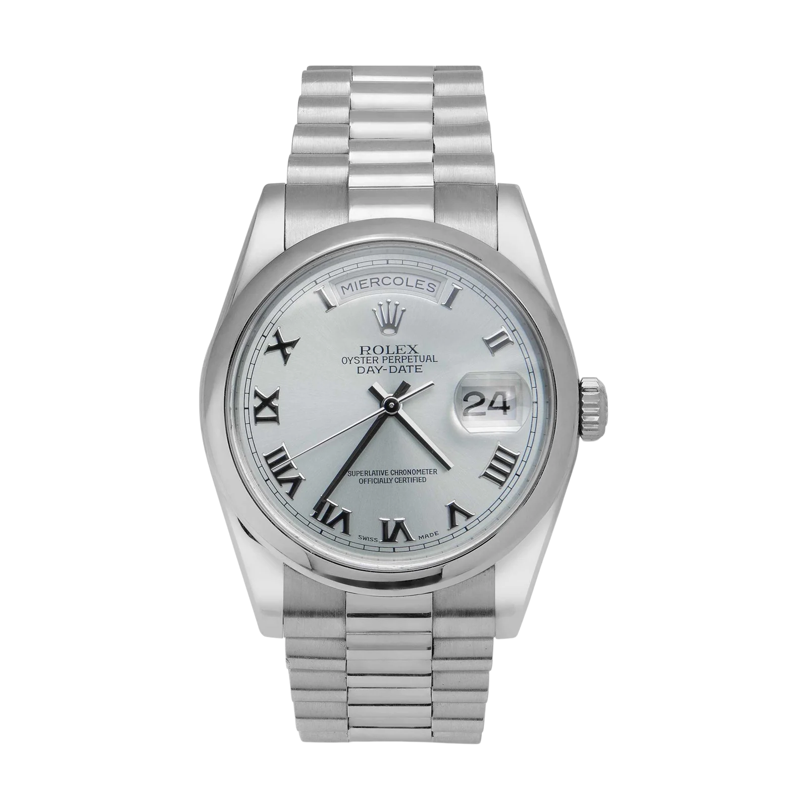 Presidential Rolex Day-Date 118206 Platinum Watch 36mm Ice Blue Dial