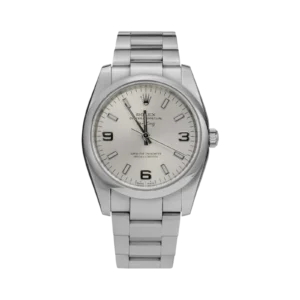 Rolex Air King 114200 Smooth Bezel Watch 34mm Silver Index Dial