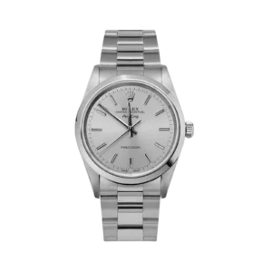 Rolex Air King 14000 Smooth Bezel Watch 34mm Silver Index Dial