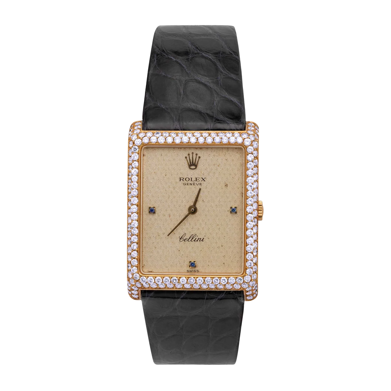 Rolex Cellini Vintage Rare 4931/8 Factory Diamond Bezel Watch 24mm Champagne Dial