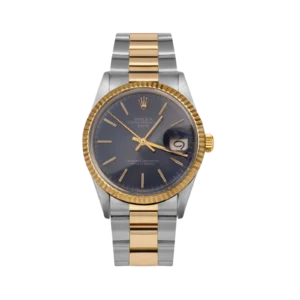 Rolex Date 1500 Fluted Bezel Watch 34mm Blue Index Dial