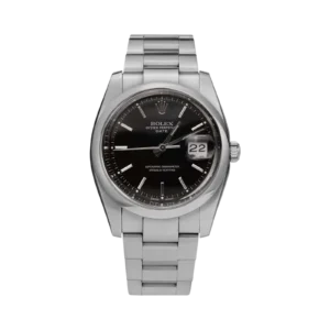 Rolex Date 15000 Smooth Bezel Watch 34mm Black Index Dial