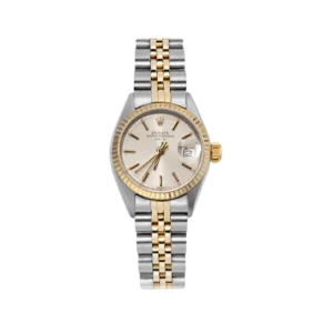 Rolex Date 69173 Fluted Bezel Watch 26mm Ivory Dial