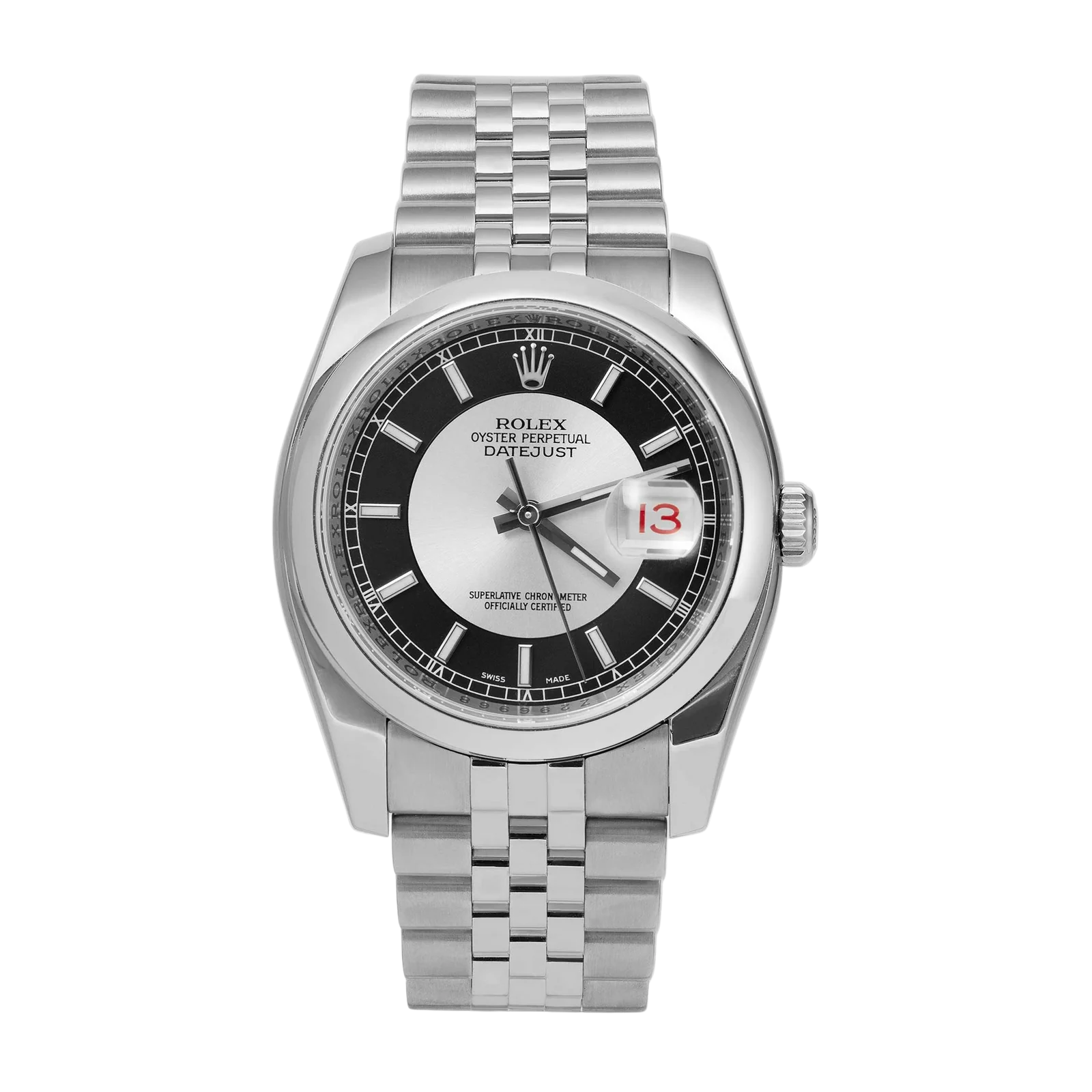 Rolex Datejust 116200 Smooth Bezel Watch 36mm "Tuxedo" Black & White Dial