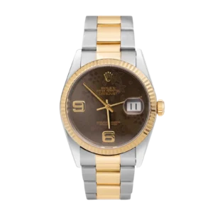 Rolex Datejust 116203 Fluted Bezel Watch 36mm Brown Floral Dial