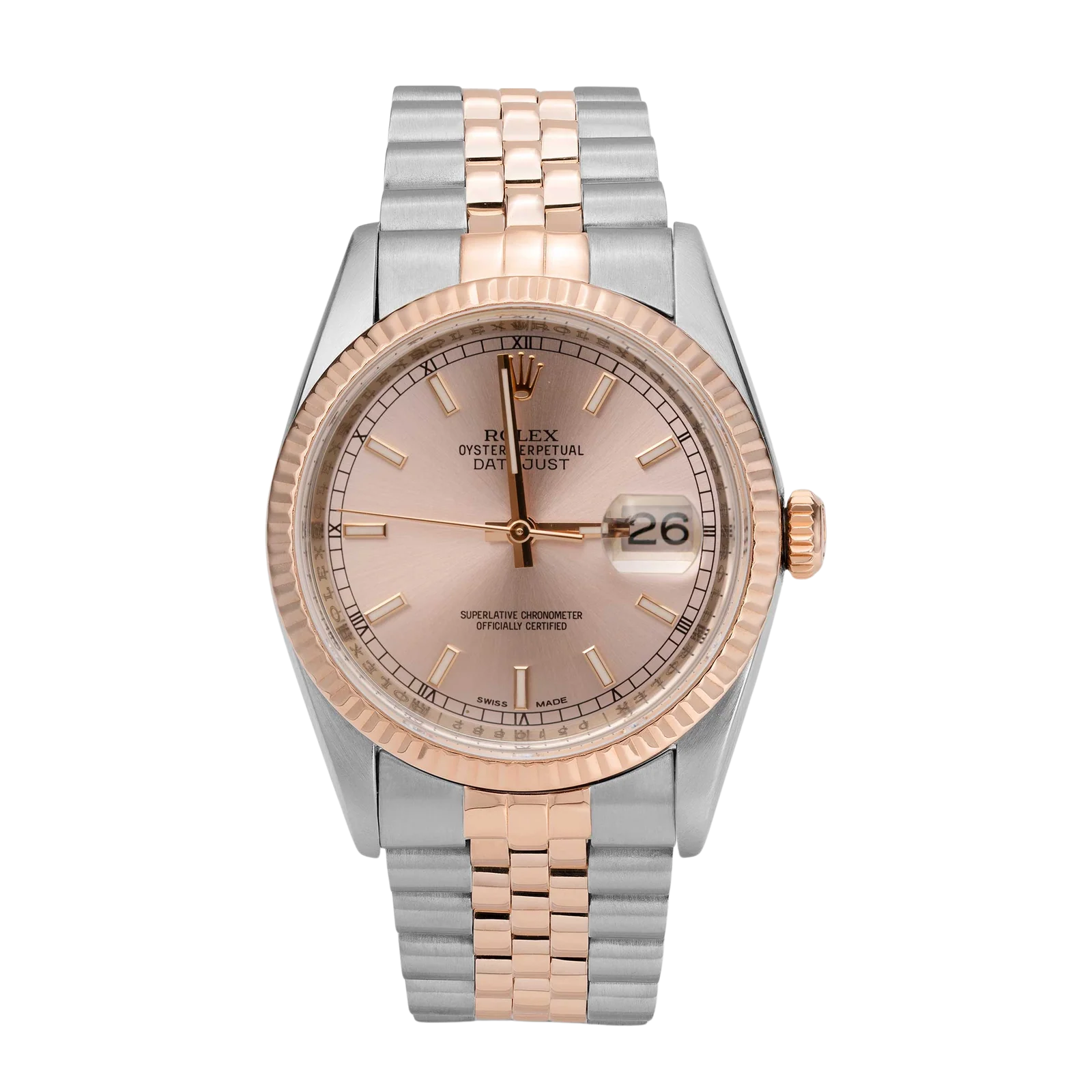Rolex Datejust 116231 Fluted Bezel Watch 36mm Pink Salmon Dial