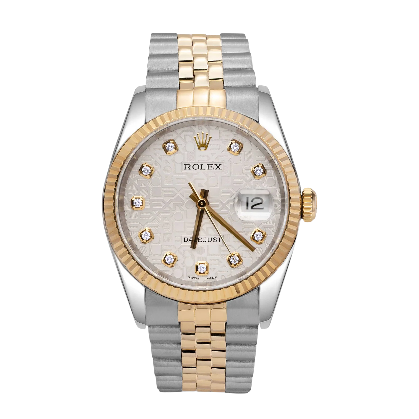 Rolex Datejust 116233 Fluted Bezel Watch 36mm Diamond Anniversary Dial