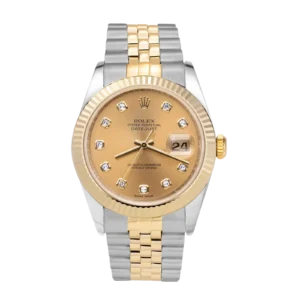 Rolex Datejust 116233 Fluted Bezel Watch 36mm Factory Champagne Diamond Dial