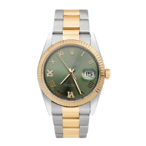 Rolex Datejust 116233 Fluted Bezel Watch 36mm Green Roman Dial