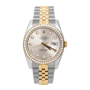 Rolex Datejust 116243 Factory Diamond Bezel Watch 36mm Silver Dial