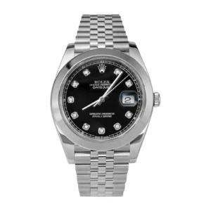 Rolex Datejust 126300 Smooth Bezel Watch 41mm Black Diamond Dial
