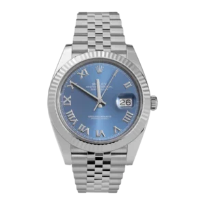 Rolex Datejust 126334 Fluted Bezel Watch 41mm Azzurro Roman Dial