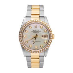 Rolex Datejust 16013 Diamond Bezel Watch 36mm Mother of Pearl Diamond Dial