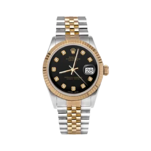 Rolex Datejust 16013 Fluted Bezel Watch 36mm Black Diamond Dial