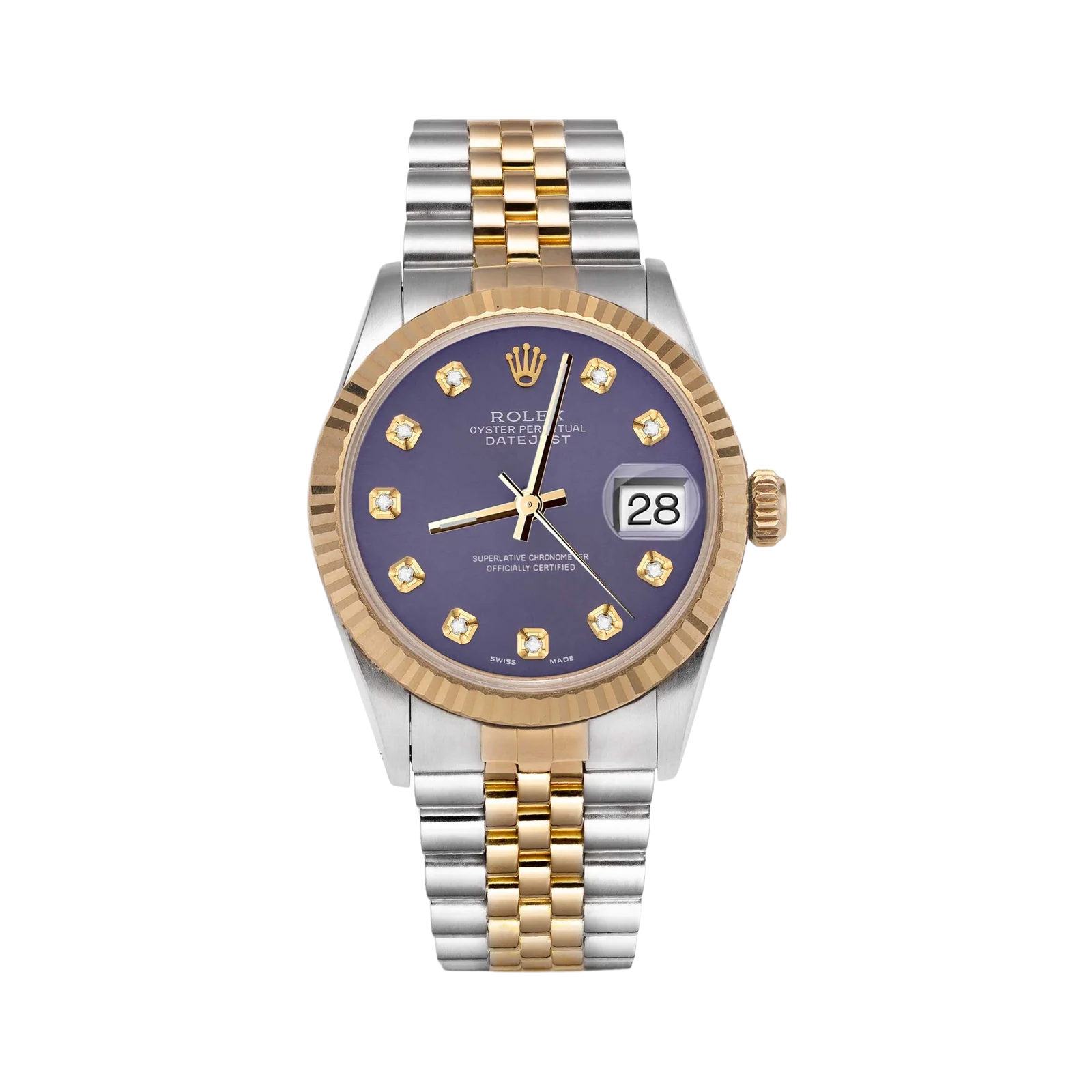 Rolex Datejust 16013 Fluted Bezel Watch 36mm Blue Diamond Dial