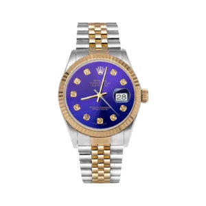 Rolex Datejust 16013 Fluted Bezel Watch 36mm Dark Blue Diamond Dial