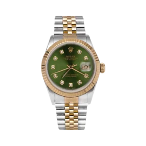 Rolex Datejust 16013 Fluted Bezel Watch 36mm Green Diamond Dial