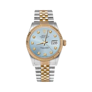 Rolex Datejust 16013 Fluted Bezel Watch 36mm Ice Blue Diamond Dial