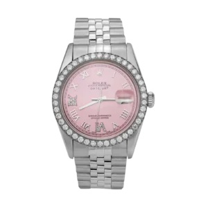 Rolex Datejust 16014 Diamond Bezel Watch 36mm Pink Roman Dial | 2.10ct