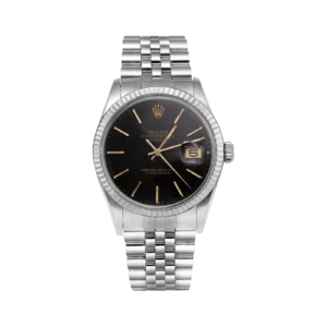 Rolex Datejust 16014 Fluted Bezel Watch 36mm Black Index Dial