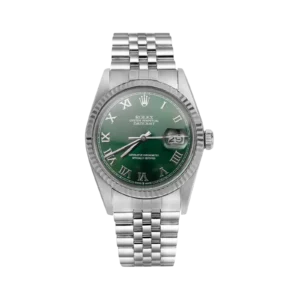 Rolex Datejust 16014 Fluted Bezel Watch 36mm Green Roman Dial