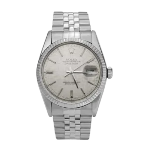 Rolex Datejust 16014 Fluted Bezel Watch 36mm Silver Linen Dial