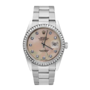Rolex Datejust 16200 Diamond Bezel Watch 36mm Mother of Pearl Diamond Dial