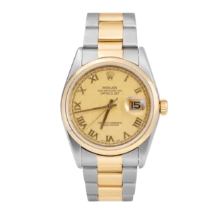 Rolex Datejust 16203 Smooth Bezel Watch 36mm Champagne Pyramid Dial