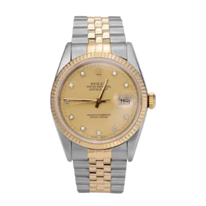 Rolex Datejust 16233 Fluted Bezel Watch 36mm Factory Diamond Champagne Dial