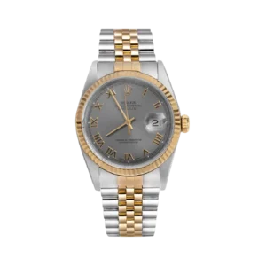 Rolex Datejust 16233 Fluted Bezel Watch 36mm Gray Roman Dial